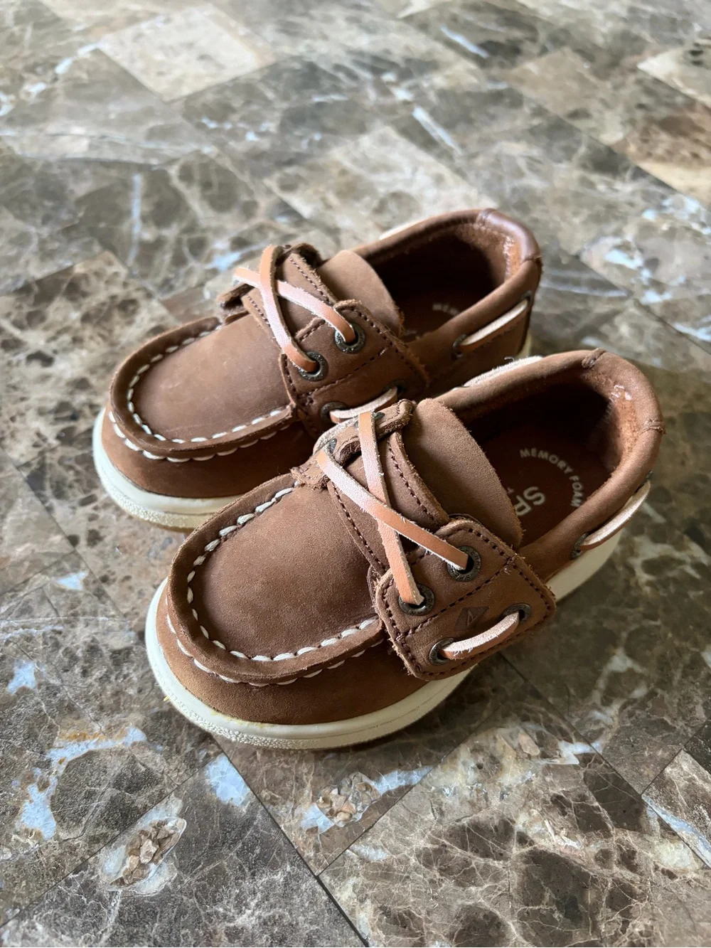 Sperry Brown Kids Boat Shoes with Lace Detail